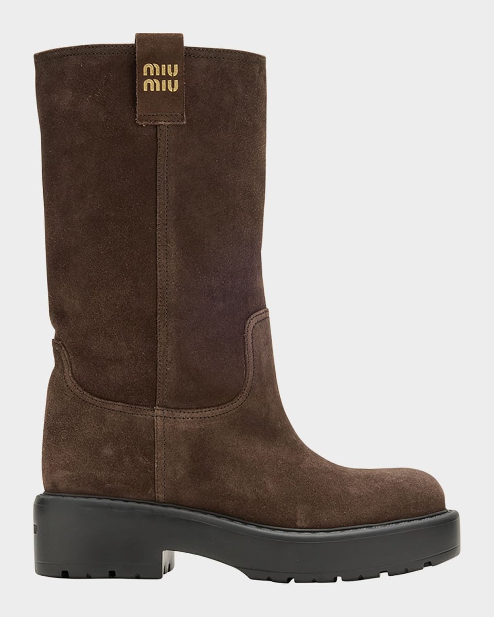 Suede Tall Moto Boots